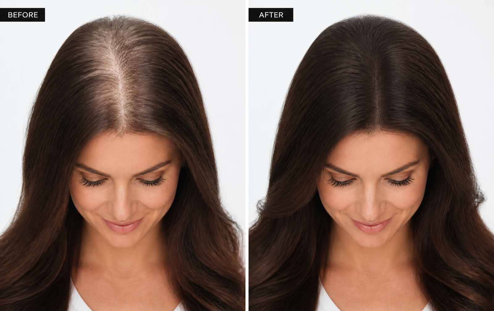 Before and after hair transformation from week 1 to week 17