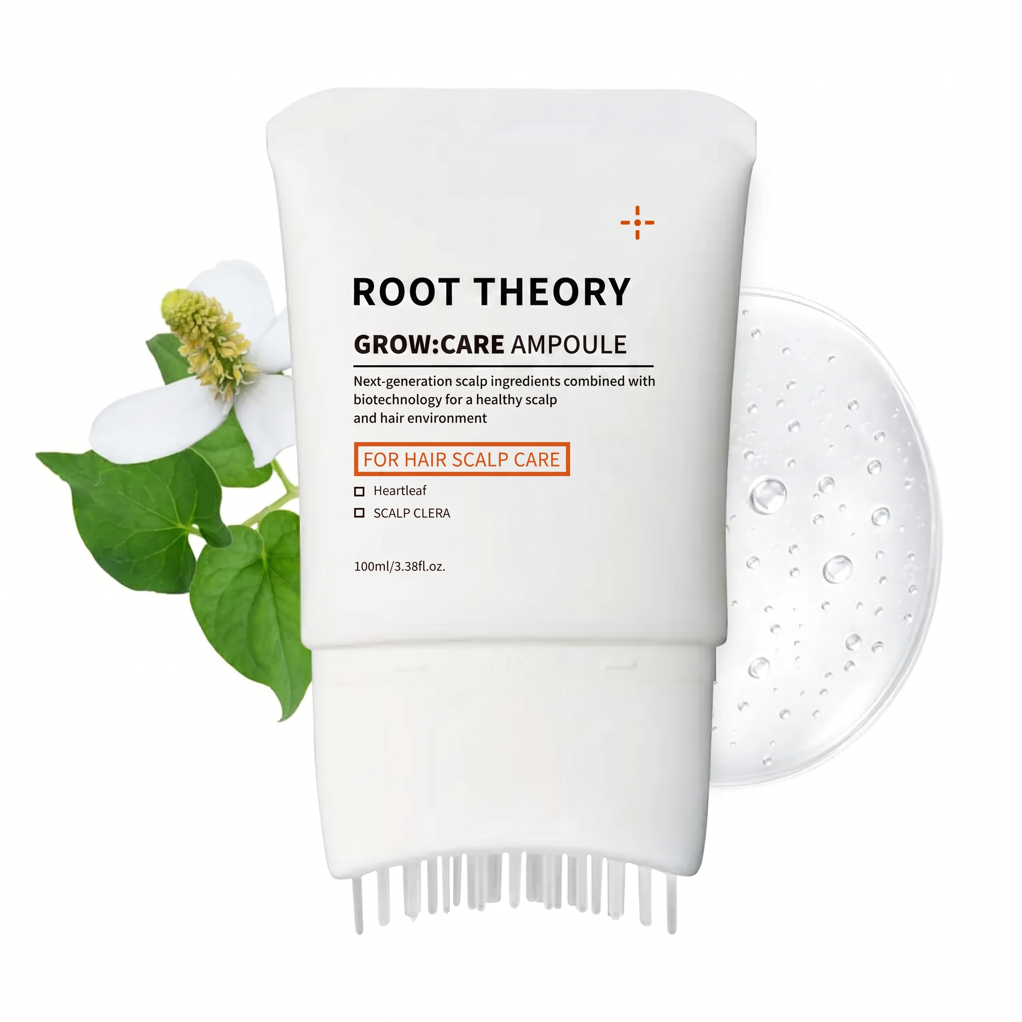 Root Theory Grow:Care Ampoule Korean scalp serum bottle with heartleaf botanical
